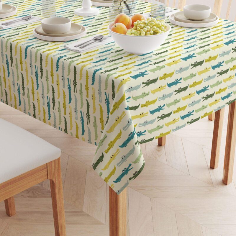 Rectangular Tablecloth, 100% Cotton, 52x120 , Funny Gators - Image 2