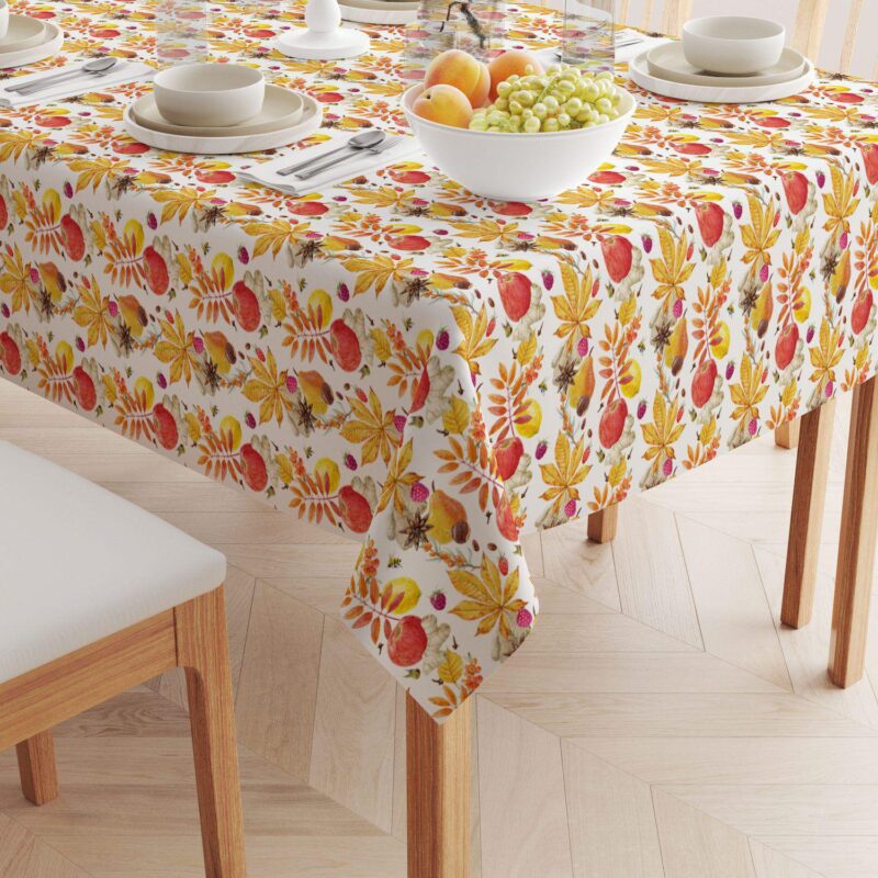 Rectangular Tablecloth, 100% Polyester, 60x120 , Fall Time Fruits and Leaves - Image 2