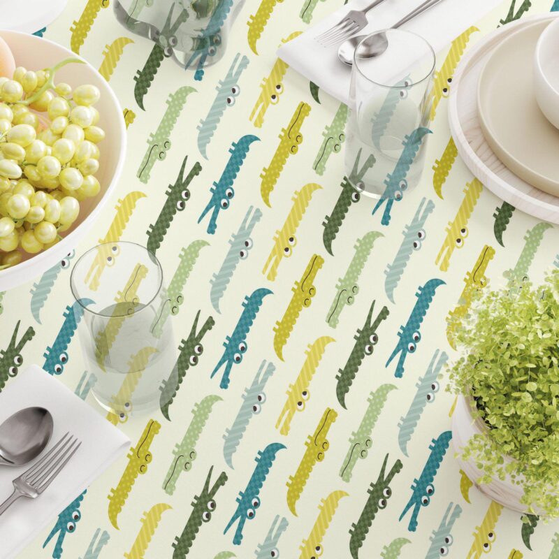 Rectangular Tablecloth, 100% Cotton, 52x120 , Funny Gators - Image 3