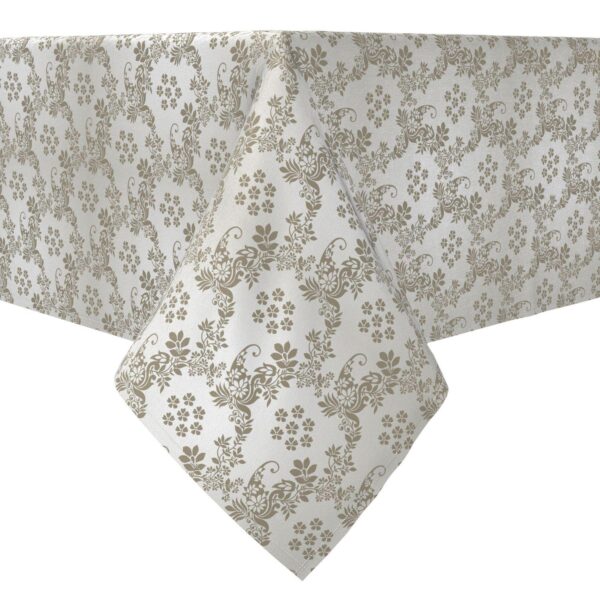 Rectangular Tablecloth, 100% Cotton, Floral Damask