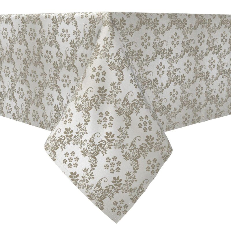 Rectangular Tablecloth, 100% Cotton, Floral Damask
