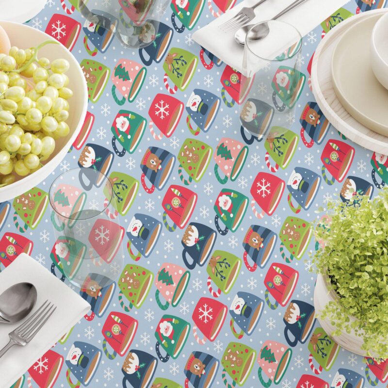 Rectangular Tablecloth, 100% Cotton, 60x84 , Holiday Hot Cocoa Mugs - Image 3