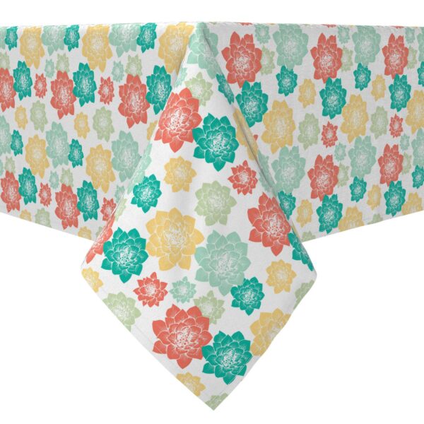 Rectangular Tablecloth, 100% Cotton, 60x104 , Colorful Retro Succulents