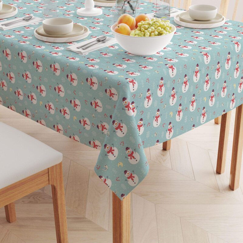 Rectangular Tablecloth, 100% Cotton, 52x104 , Holly Jolly Snowmen - Image 2