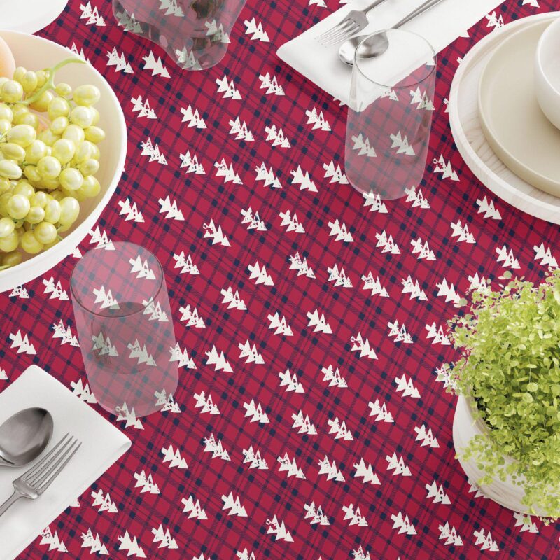 Rectangular Tablecloth, 100% Polyester, 60x84 , Holiday Woodland Plaid - Image 3