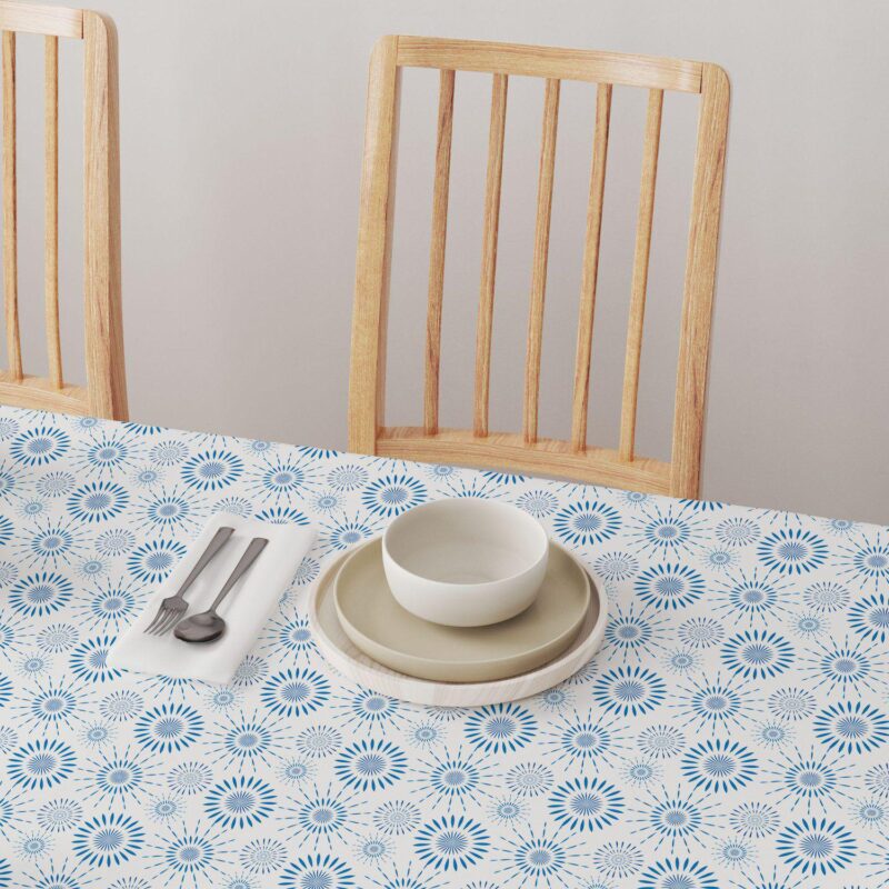 Rectangular Tablecloth, 100% Cotton, Blue Fireworks Pattern - Image 4