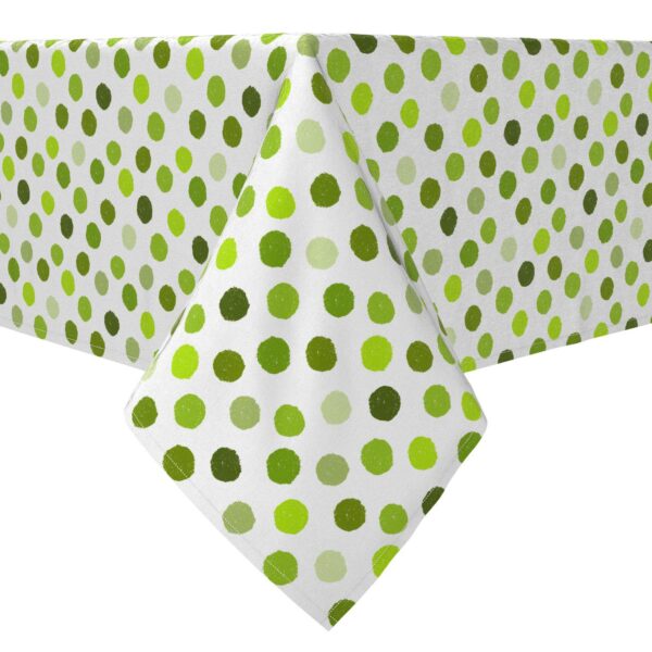 Rectangular Tablecloth, 100% Cotton, Multi Green Polka Dots