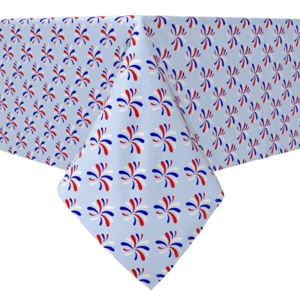 Rectangular Tablecloth, 100% Cotton, Red White and Blue Fireworks