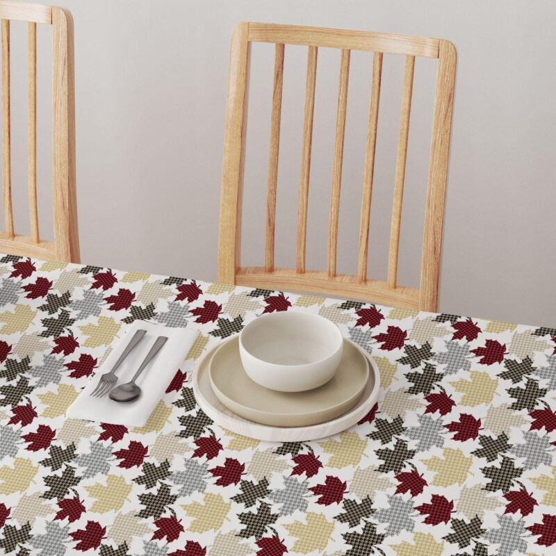 Rectangular Tablecloth, 100% Cotton, 60x120 , Houndstooth Maple Leaves - Image 4