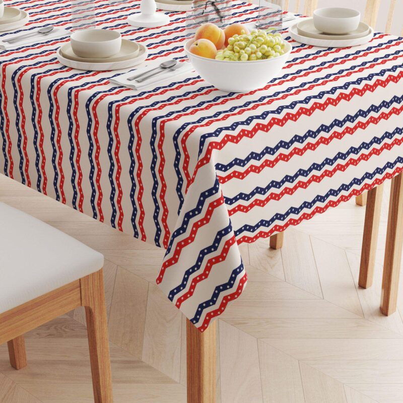 Rectangular Tablecloth, 100% Polyester, 60x104 , Patriotic Chevron - Image 2