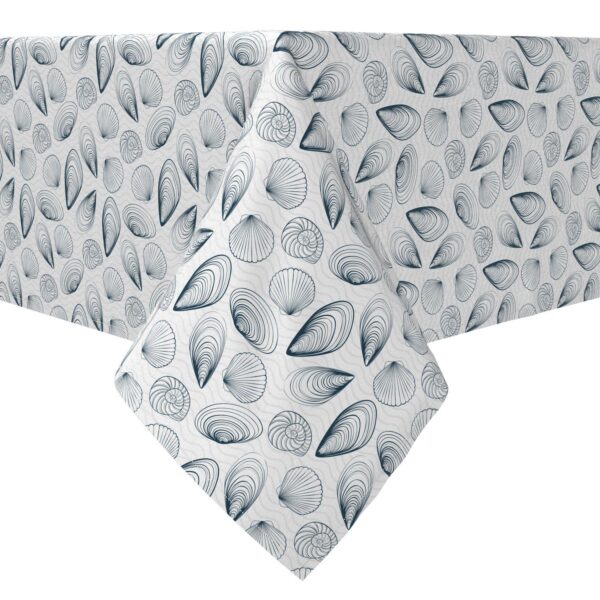 Rectangular Tablecloth, 100% Cotton, Ocean Shells and Waves