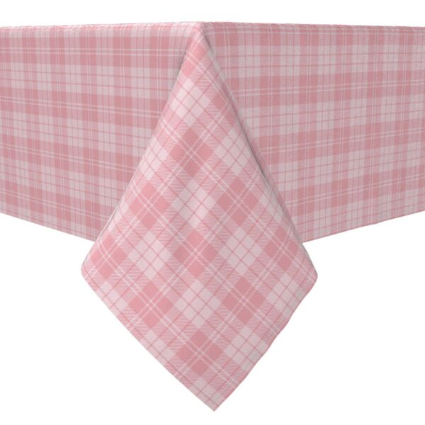 Rectangular Tablecloth, 100% Cotton, Pastel Pink Tartan Plaid