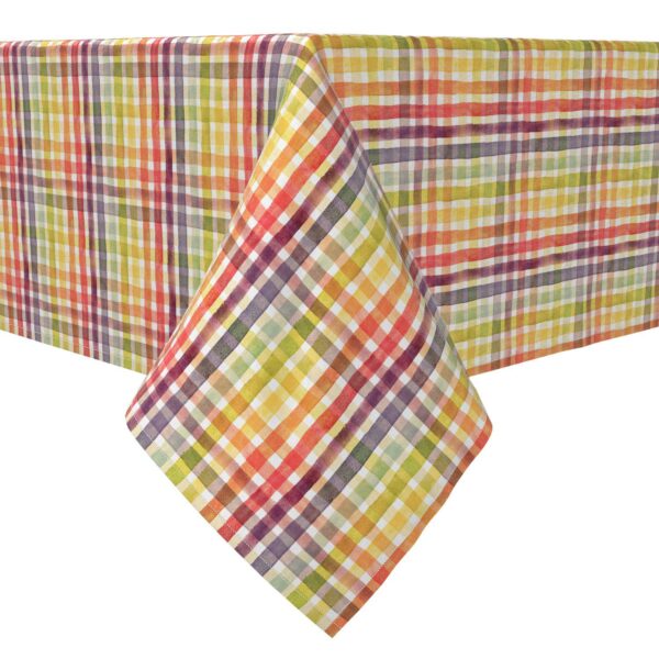 Rectangular Tablecloth, 100% Cotton, Watercolor Rainbow Stripes