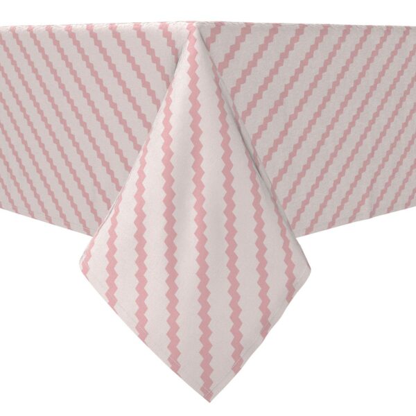 Rectangular Tablecloth, 100% Cotton, Pink Abstract Stripe