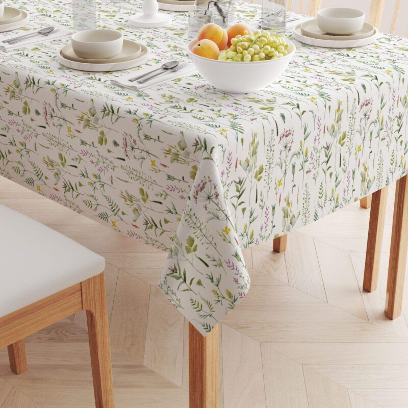 Rectangular Tablecloth, 100% Cotton, 52x84 , Botanical Stripe - Image 2