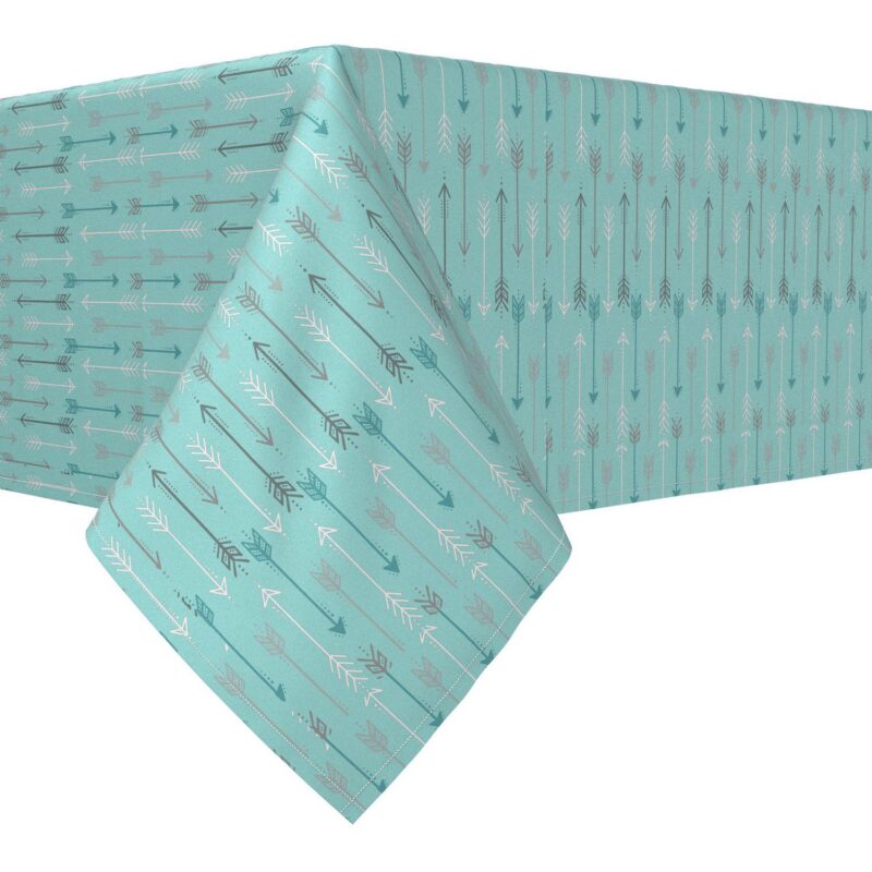 Rectangular Tablecloth, 100% Polyester, 60x84 , Arrows on Teal Background