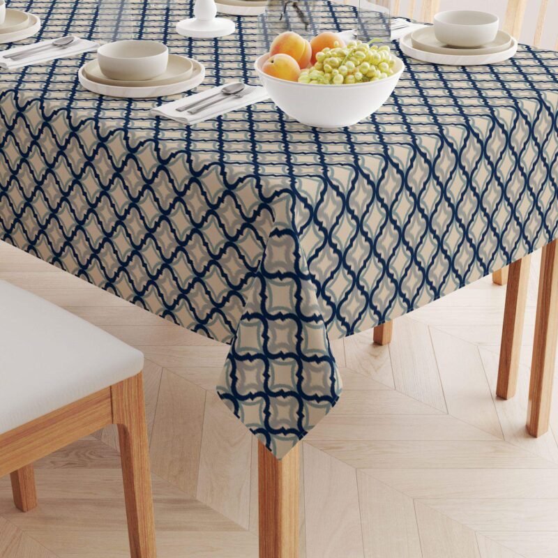 Rectangular Tablecloth, 100% Polyester, 60x120 , Blue Diamond Ogee - Image 2
