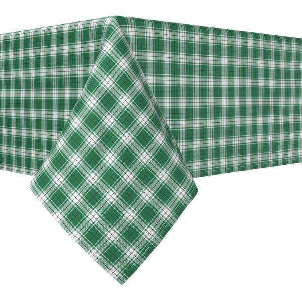 Rectangular Tablecloth, 100% Cotton, 52x104 , Christmas Green Plaid