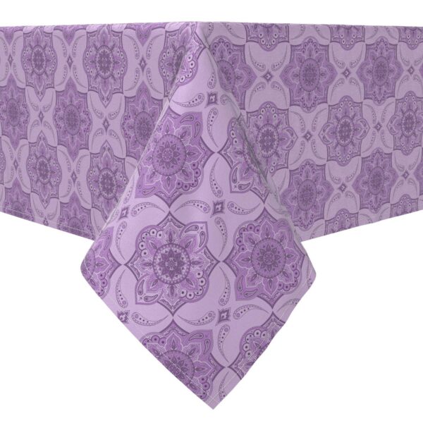 Rectangular Tablecloth, 100% Cotton, Purple Damask Paisley