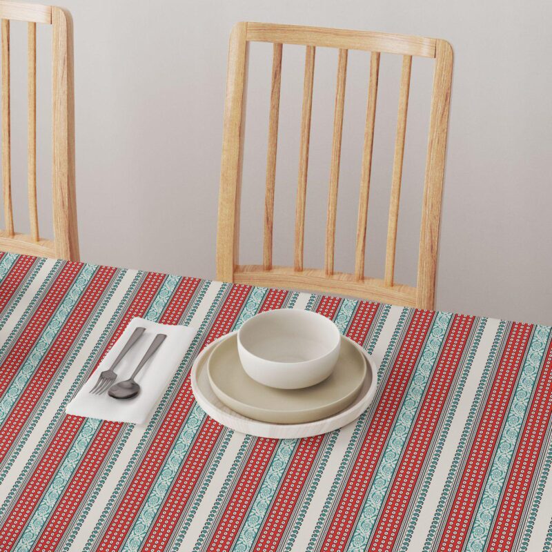 Rectangular Tablecloth, 100% Cotton, 52x84 , Geometric Paisley and Dots - Image 4