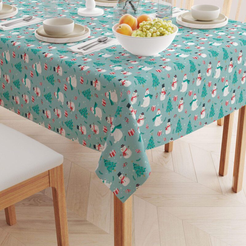 Rectangular Tablecloth, 100% Cotton, 60x120 , Holiday Snowmen - Image 2