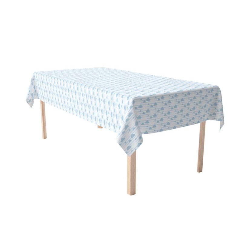 Rectangular Tablecloth, 100% Polyester, 60x84 , Blue Clouds and Stripes