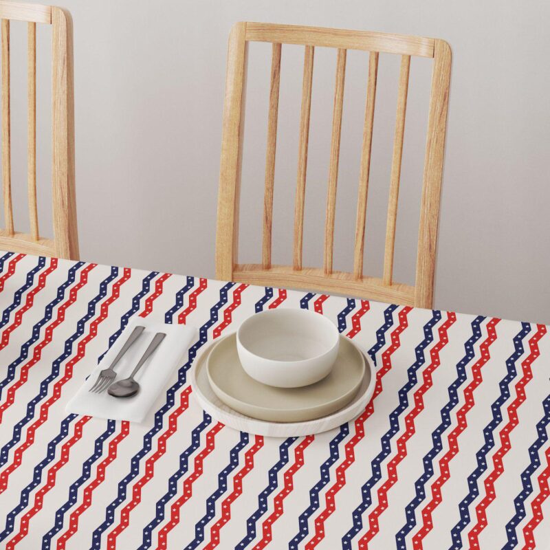 Rectangular Tablecloth, 100% Polyester, 60x104 , Patriotic Chevron - Image 4