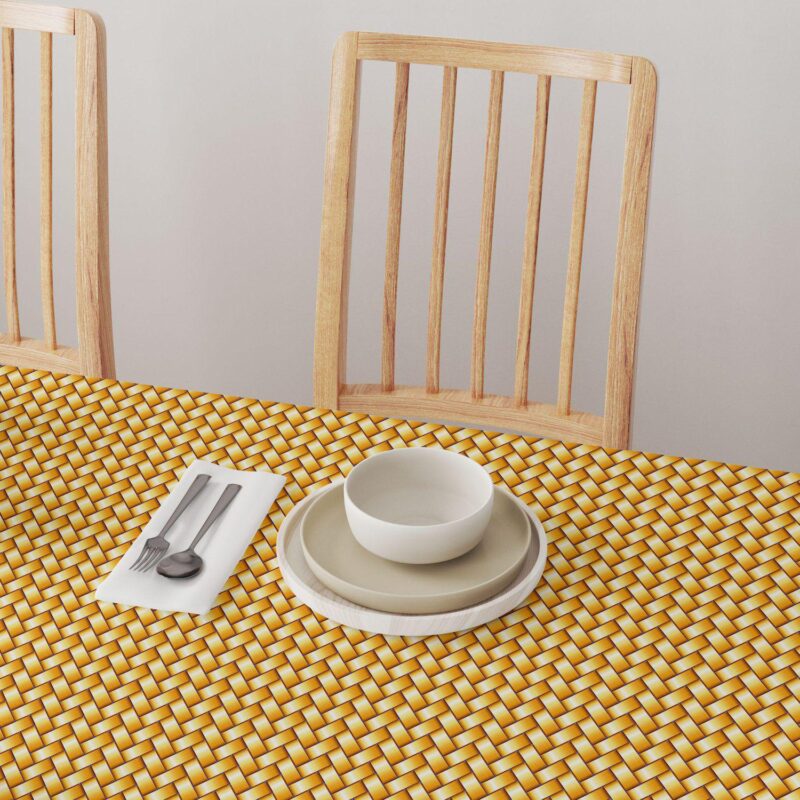 Rectangular Tablecloth, 100% Polyester, 60x104 , Gold Shine Basketwork - Image 4