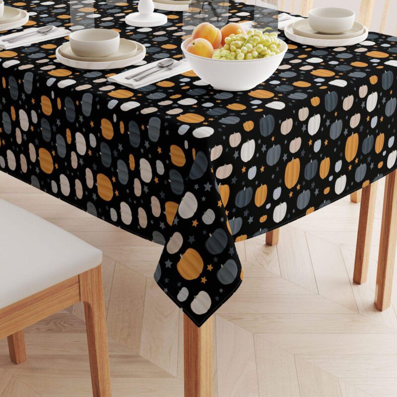 Rectangular Tablecloth, 100% Cotton, 52x120 , Halloween Pumpkin and Stars - Image 2