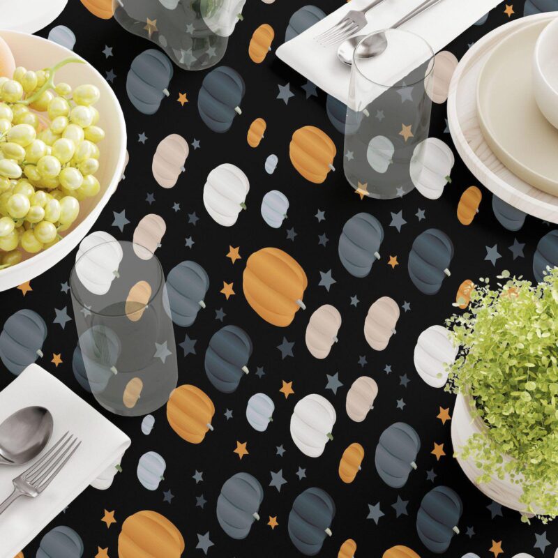Rectangular Tablecloth, 100% Cotton, 52x120 , Halloween Pumpkin and Stars - Image 3
