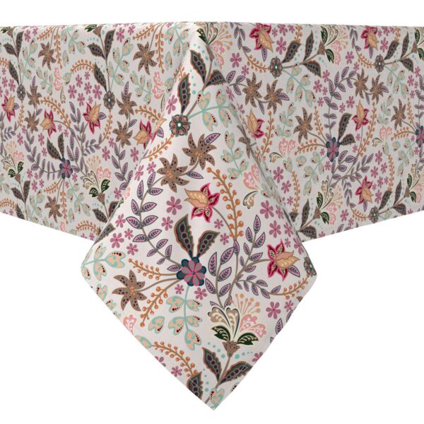 Rectangular Tablecloth, 100% Cotton, Styled Floral Pattern