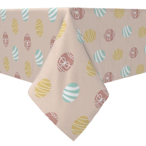 Rectangular Tablecloth, 100% Cotton, Pastel Pink Easter Eggs