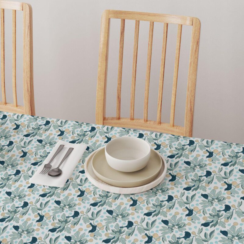 Rectangular Tablecloth, 100% Cotton, 60x84 , Fig Trees and Birds - Image 4