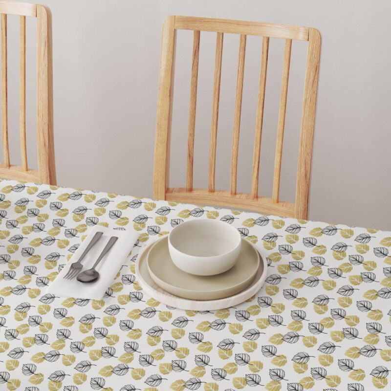 Rectangular Tablecloth, 100% Cotton, 60x84 , Golden Leaves - Image 4
