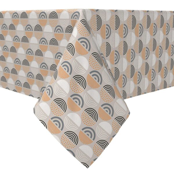 Rectangular Tablecloth, 100% Cotton, Patterned Circles Geometric