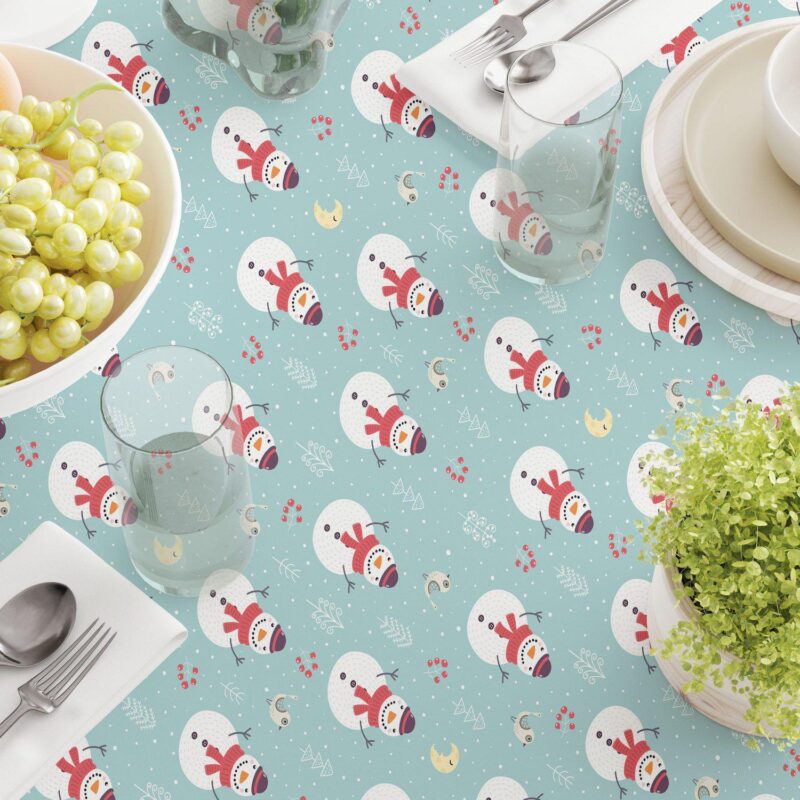 Rectangular Tablecloth, 100% Cotton, 52x104 , Holly Jolly Snowmen - Image 3