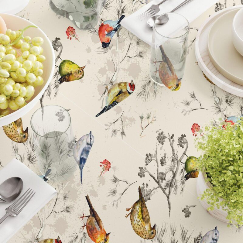 Rectangular Tablecloth, 100% Cotton, 60x84 , Bird Watch - Image 3