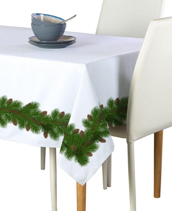 Rectangular Tablecloth, 100% Polyester, 60x84 , Pine and Cone Garland