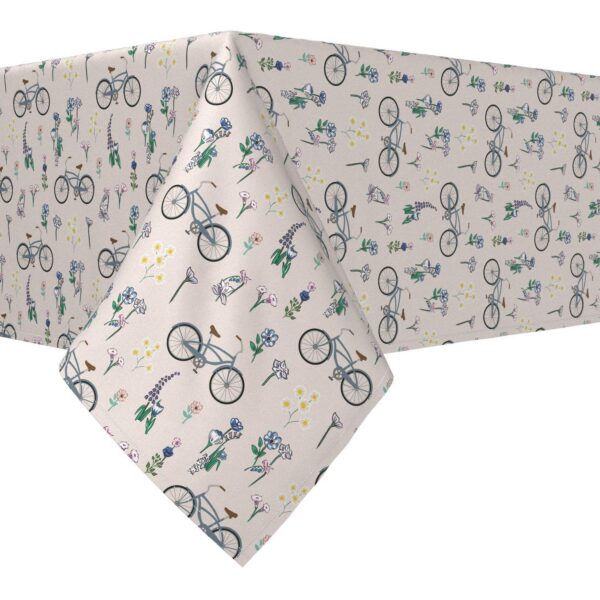 Rectangular Tablecloth, 100% Cotton, 52x104 , Bike Ride in Flowers