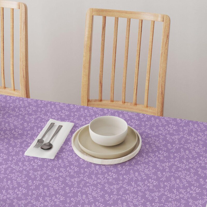 Rectangular Tablecloth, 100% Cotton, 60x104 , Purple Vines - Image 4