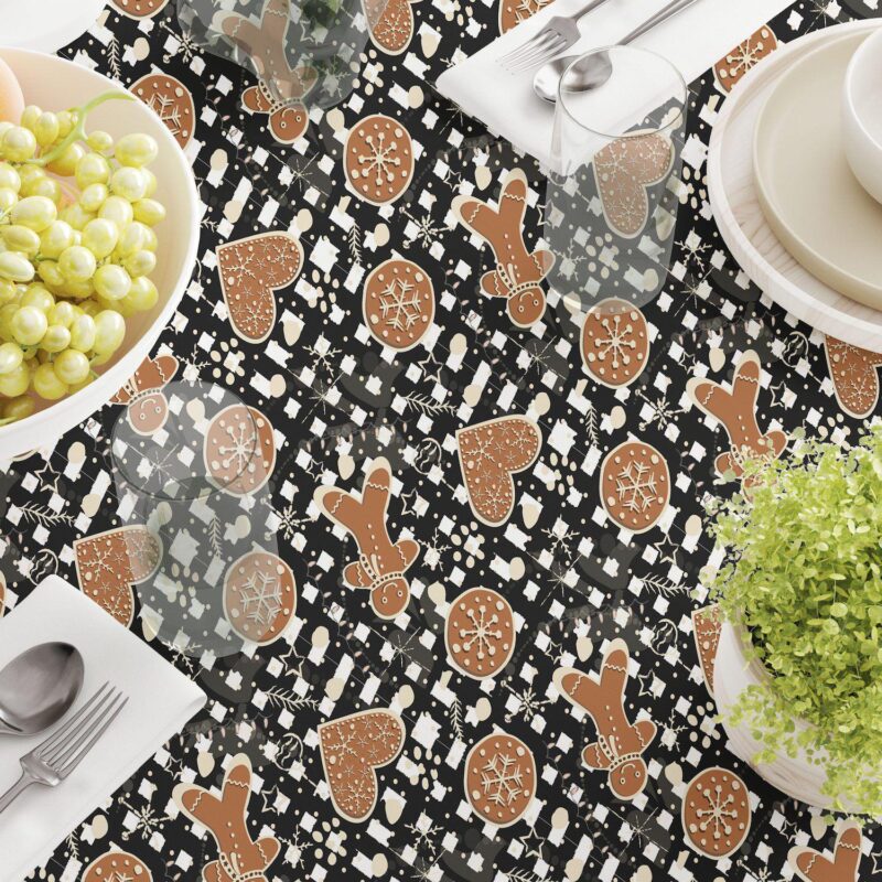 Rectangular Tablecloth, 100% Polyester, 60x84 , Gingerbread Plaid - Image 3
