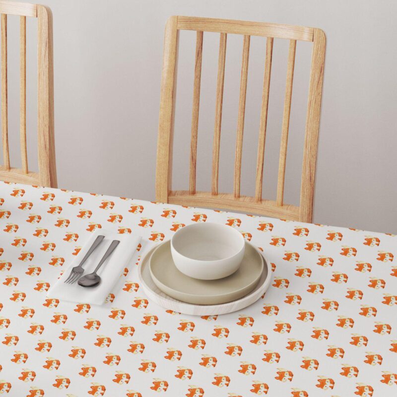 Rectangular Tablecloth, 100% Cotton, 60x120 , Hand Drawn Foxes - Image 4