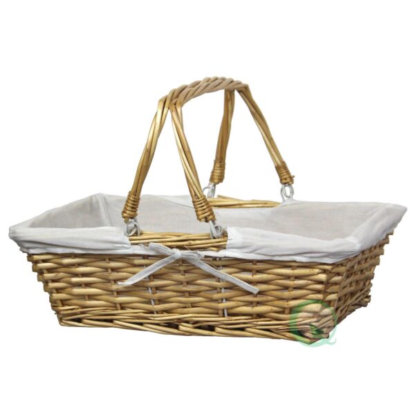 Rectangular Willow Basket with White Fabric Lining