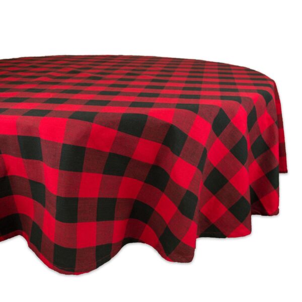 Red and Black Buffalo Checkered Pattern Round Tablecloth 70