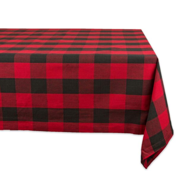 Red and Black Buffalo Plaid Rectangular Christmas Tablecloth 60  x 104