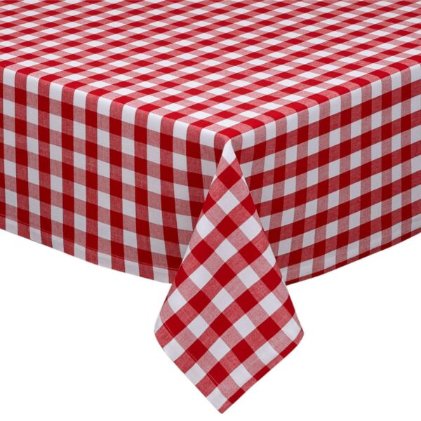 Red and White Classic Checkered Table Cloth 84  x 60