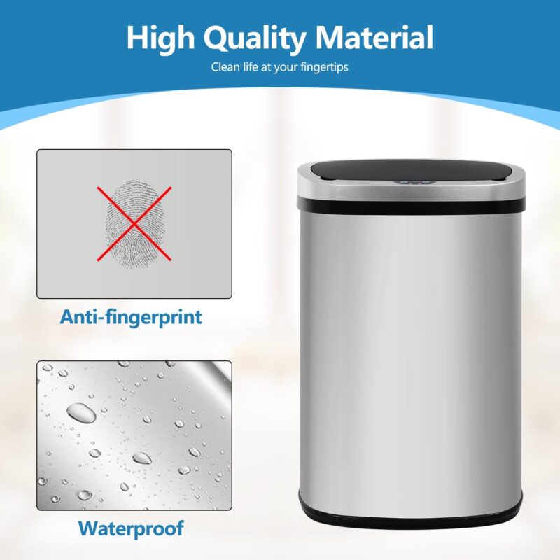 Rena 13.2 gal Motion Sensor Stainless Steel Silver Kitchen Trash Can - Image 9