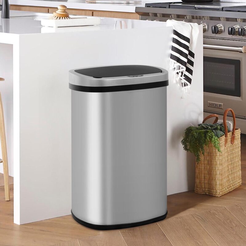 Rena 13.2 gal Motion Sensor Stainless Steel Silver Kitchen Trash Can - Image 5