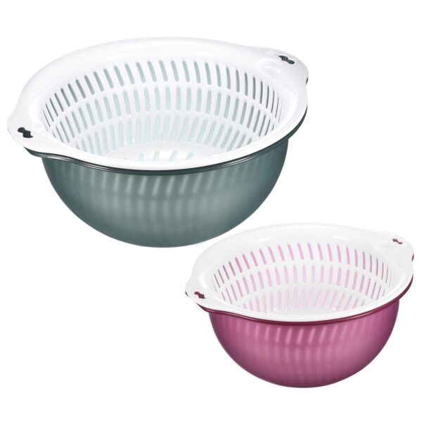 Rice Bowl Drain Basket Mesh Strainer Colander Food Filter Basket 2Pcs, Large and Small