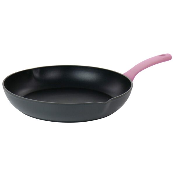 Rigby 12 Inch Aluminum Nonstick Frying Pan in Pink with Pouring Spouts